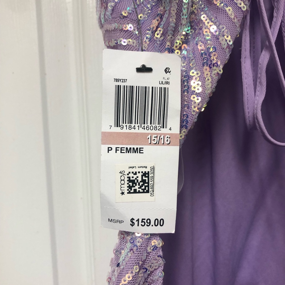 B. Darlin Elegant Purple Mermaid/Trumpet Sequin Gown - Picture 11 of 16